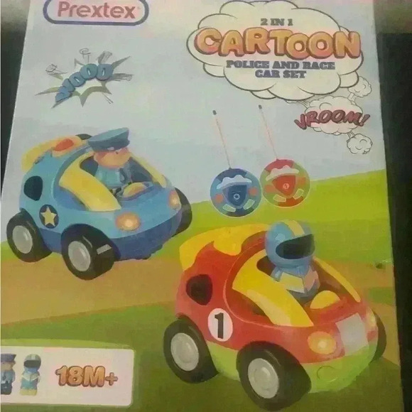 Prextex RC Cars NEW for Ages 18 Month Plus   Cartoon Pack Police & Racer - Picture 1 of 1